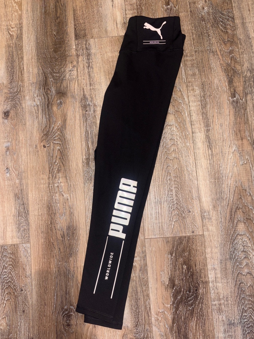 Puma Black Men's Logo Leggings with White Branding